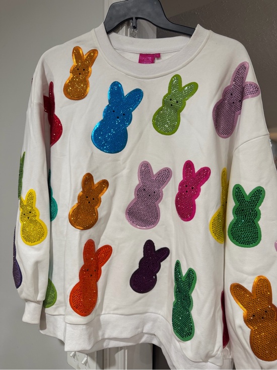 QUEEN OF SPARKLES Tops - Queen of Sparkles Colorful Sequin Bunny Appliqués